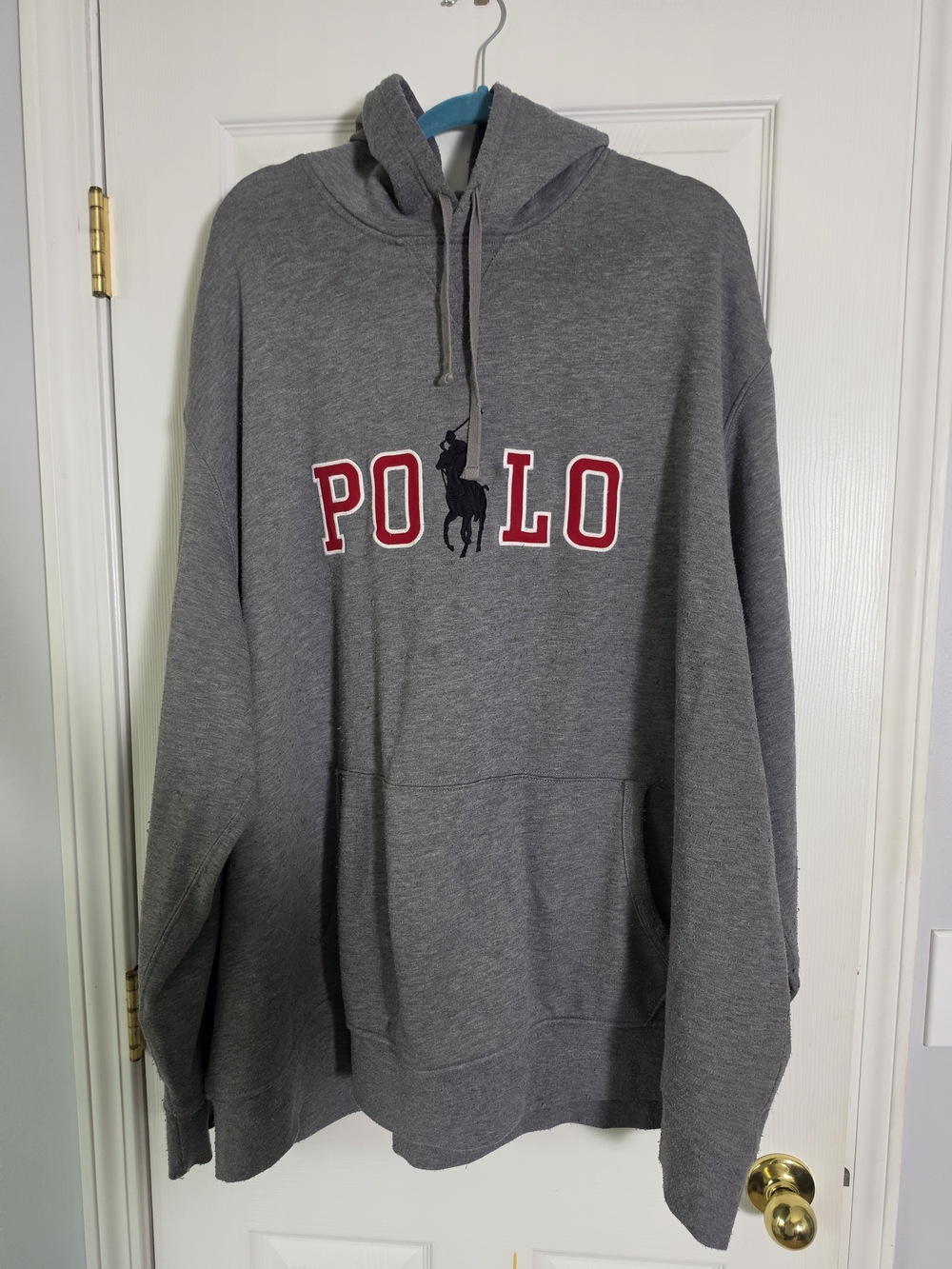 Polo Ralph Lauren Big Pony Hoodie 4XLT Gray Red Spellout Big & Tall